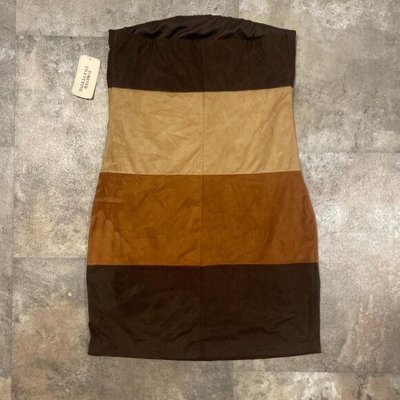 vintage y2k forever 21 nude faux suede tube top dress size small - Picture 4 of 6